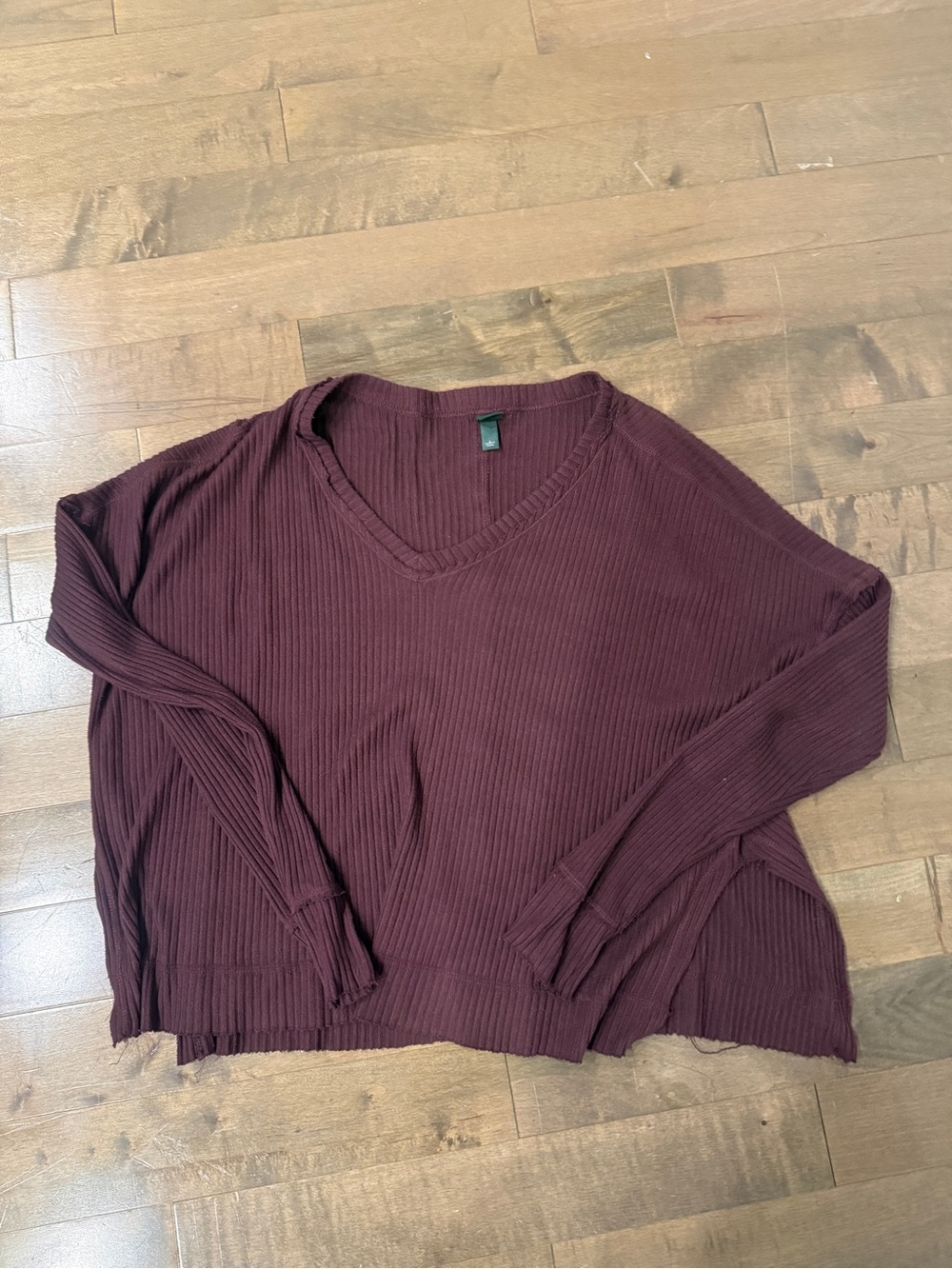 wild fable V-Neck Ribbed Sweater - Burgundy